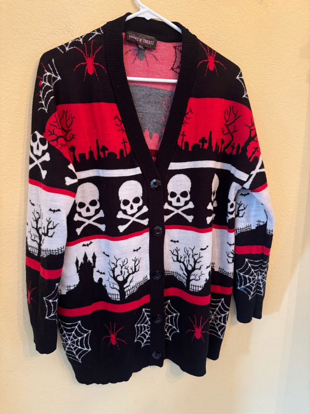 Trickz N Treatz Hollow Grounds Knit Cardigan from Dolls Kill Size M/L